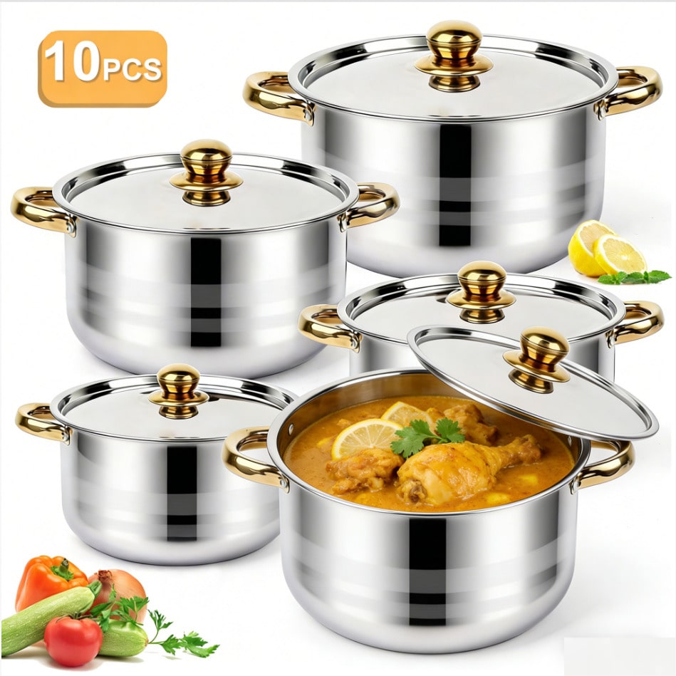 Stainless Steel Pot Set Modern - Home Cooking Cookbook review and price
